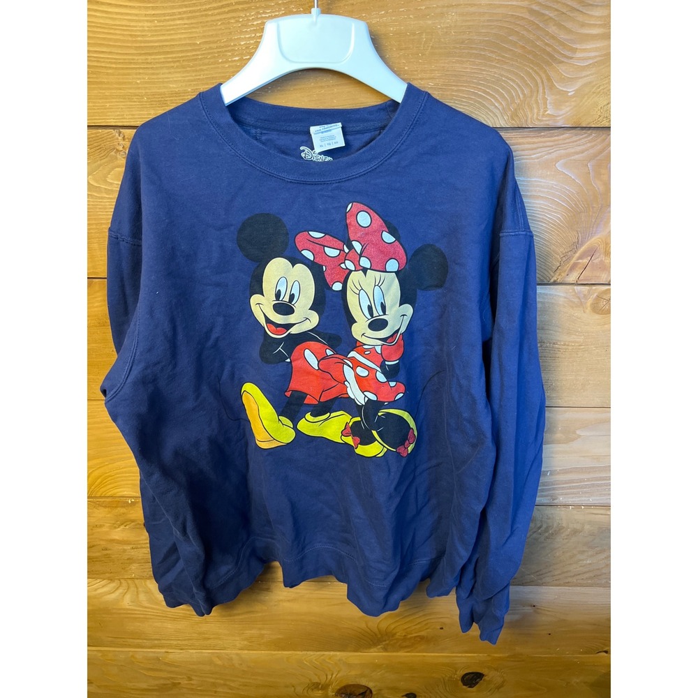 Disney Mickey Mouse Minnie Mouse XL Blue Graphic Print Sweatshirt crewneck Top